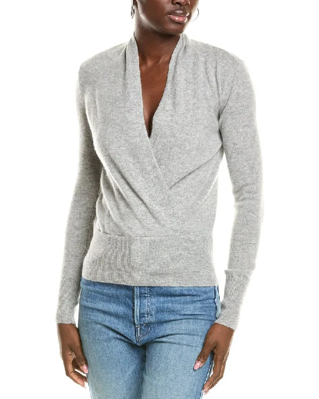 sofiacashmere Modern Faux Wrap Cashmere Sweater