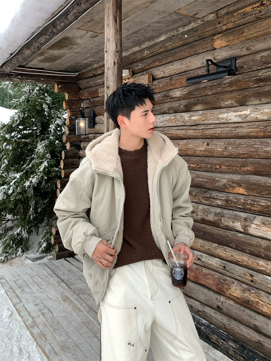 Free And Comfortable Winter Insulated Fleece Collar Jacket