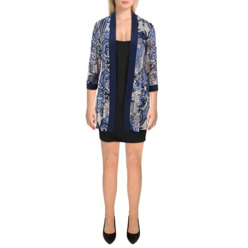 New Design Womens Mesh Printed Duster Blazer