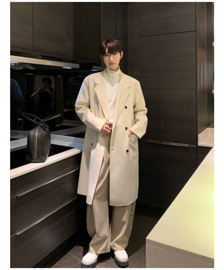 Minimal Comfort Double-Sided Wool Lapel Coat