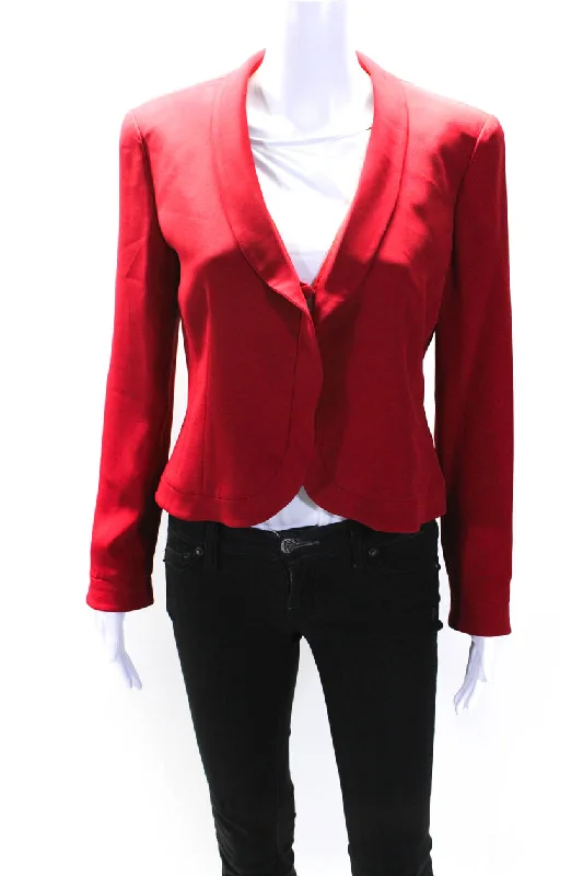 High-end Fashion Armani Collezioni Womens Lined Shawl Collar Button Down Jacket Red