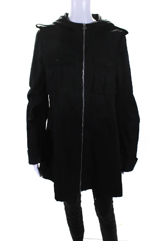 Dion Lee Womens Cotton Cut-Out Zipped Hooded Long Sleeve Jacket Black