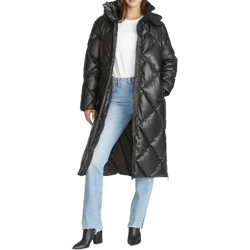 Fashionable In The Times Rebecca Minkoff Women's Vegan Leather Diamond Quilted Mid-Length Puffer Coat Fashionable In The Times Rebecca Minkoff Women's Vegan Leather Diamond Quilted Mid-Length Puffer Coat