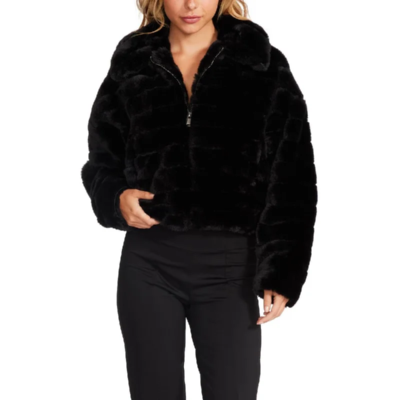 High Street Fashion Steve Madden Just Fuzz Women’s Plush Faux Fur Slouchy Cropped Jacket