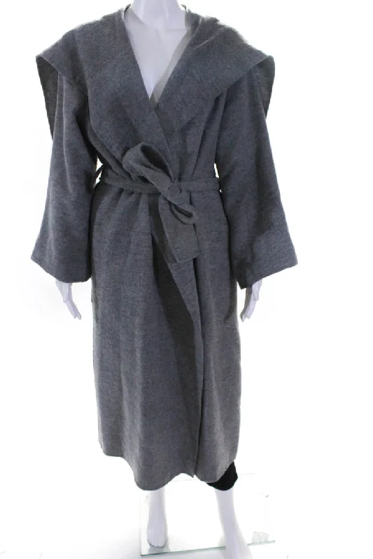 The Row Womens Wool Cashmere Toba Wrap Coat Jacket Gray