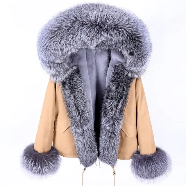 Fashion Innovation Women's Winter Style Thick Jacket with Long Sleeves and Racoon Fur Collar