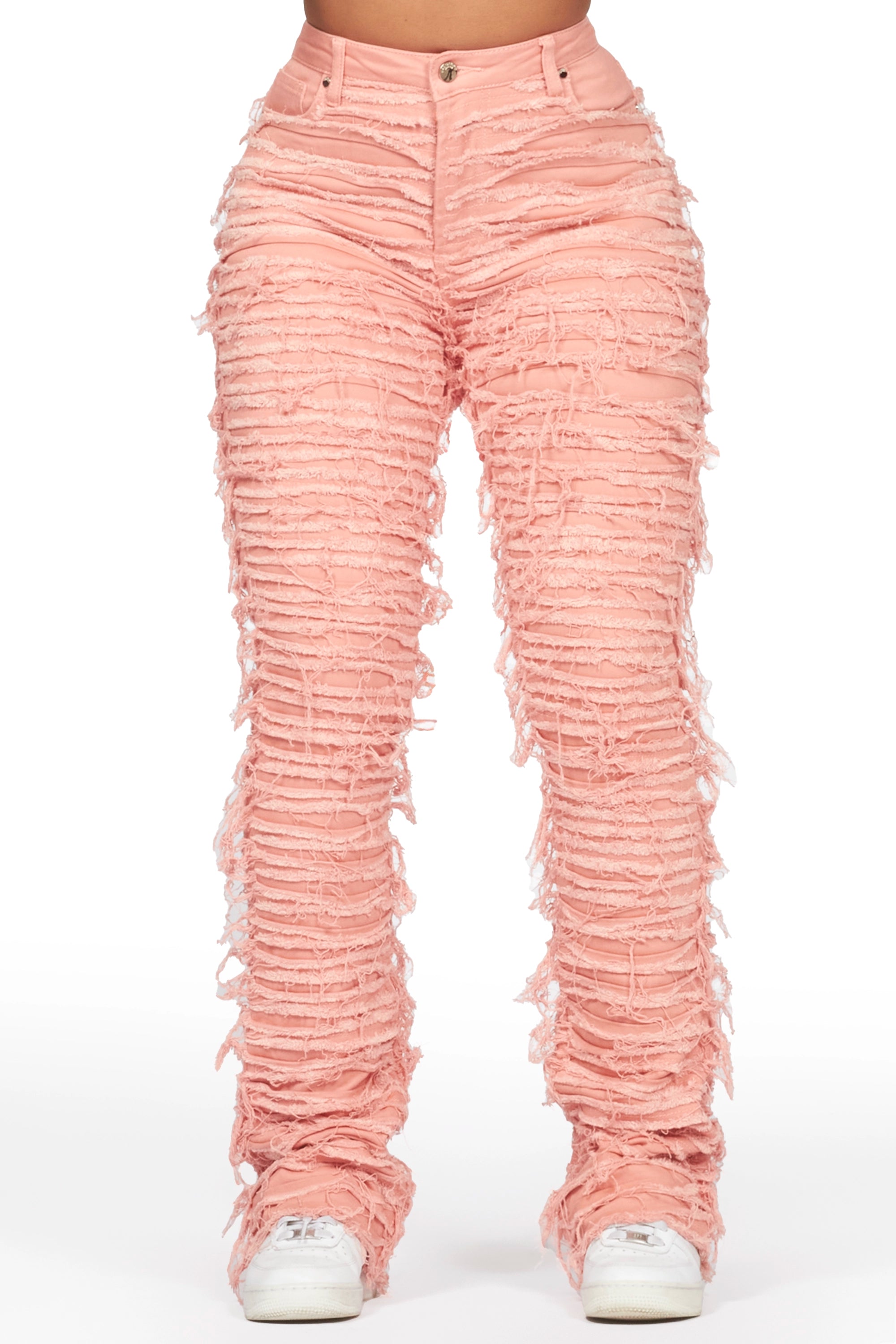 Melany Pink Stacked Flared Jean