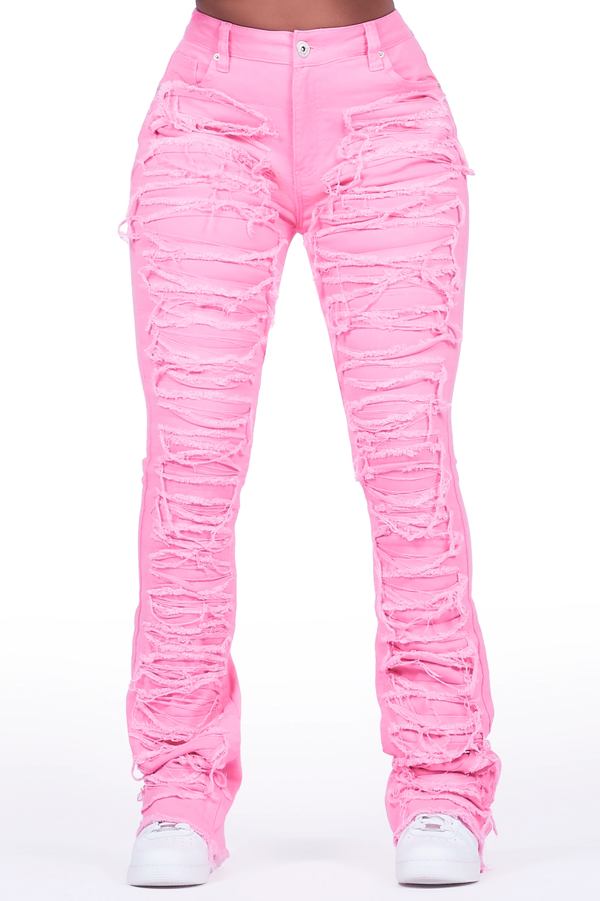 Tashiana Pink Stacked Flare Jean