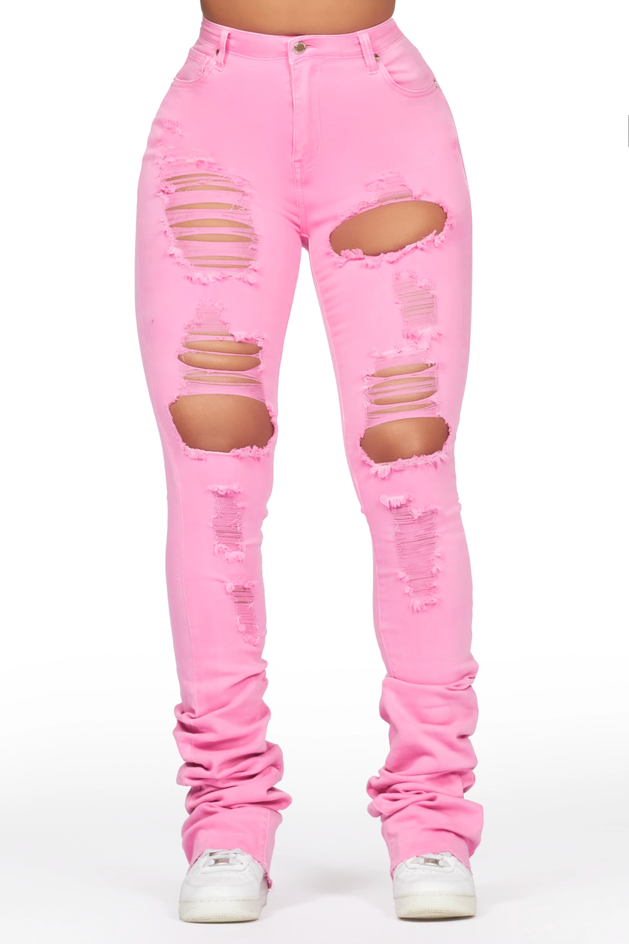 Lovin' Pink Distressed Super Stacked Jean