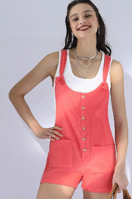 Sports And Leisure SHOLUDER BOW TIE SHORT JUMPSUIT ROMPER
