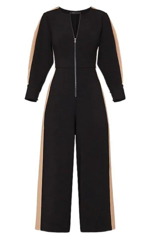 Zip-front Cropped Wide Leg Jumpsuit