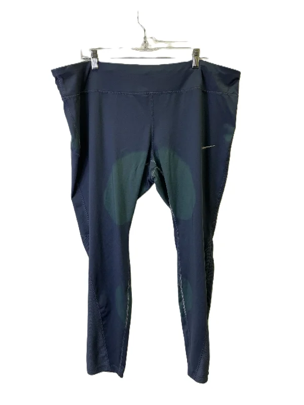 Athletic Leggings By Nike Apparel In Blue & Green, Size: 3x