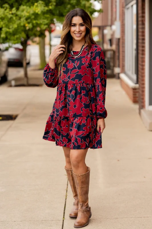 Blossoming Tiered Long Sleeve Dress