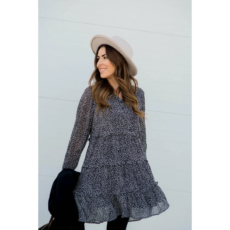 Cheetah Long Sleeve Button Dress