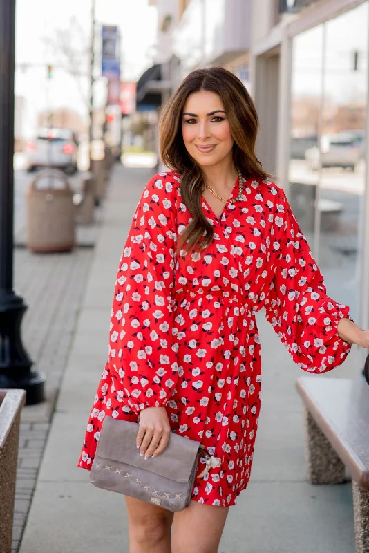 Floating Floral Wrap Top Dress