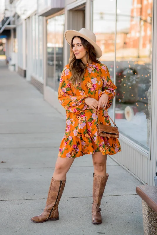 Floral Bunches Long Sleeve Dress