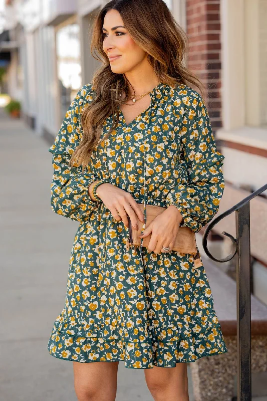 Floral Double Ruffle Bottom Dress