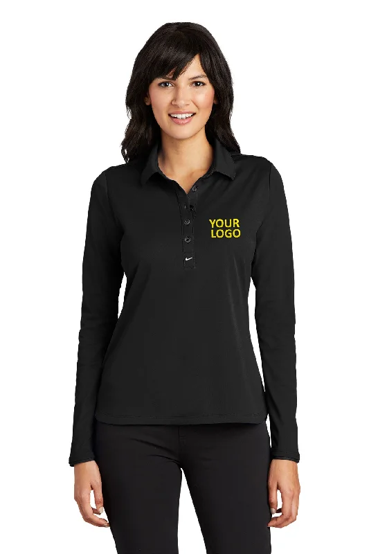 Nike Ladies Long Sleeve Dri-FIT Stretch Custom Polos, Black