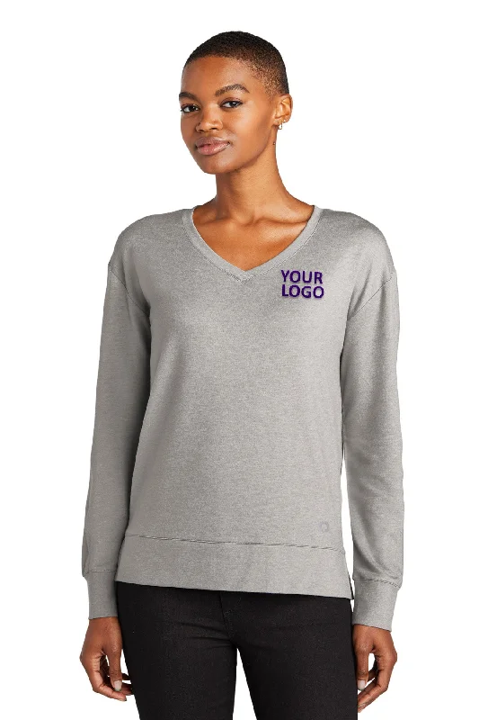 OGIO Ladies Luuma Long Sleeve Custom V-Necks, Petrol Grey