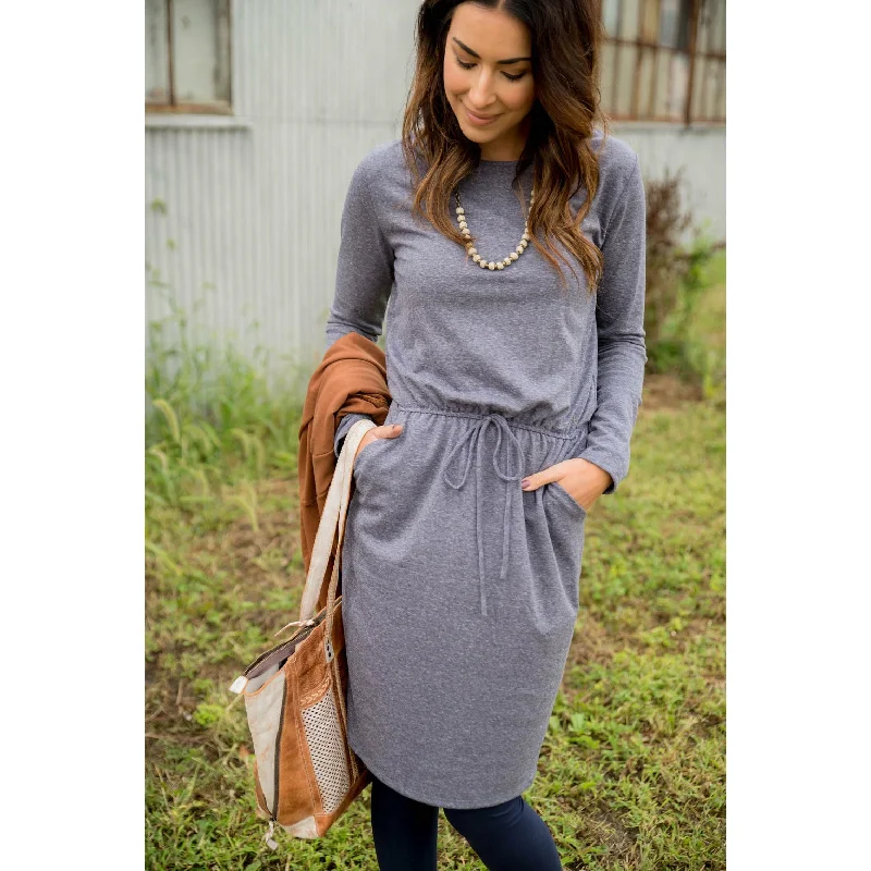 Pocket Drawstring Sweatshirt Dress