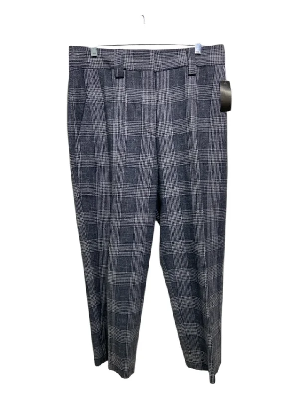 Acne Studios Size 38 Gray & Navy Wool Blend Plaid Tapered Pants