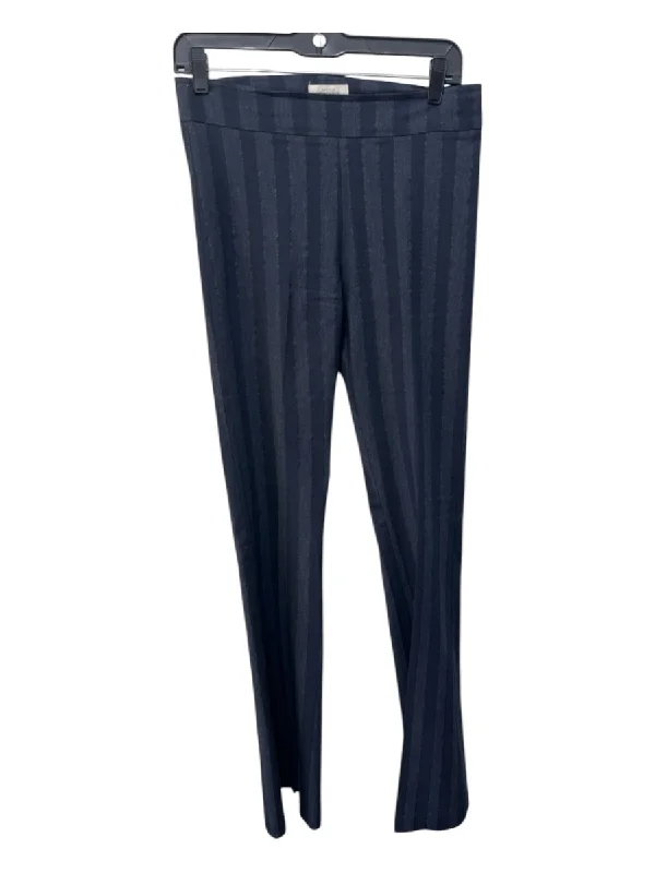 Avenue Montaigne Size 4 Navy Blue Viscose Blend Vertical Stripes Low Rise Pants