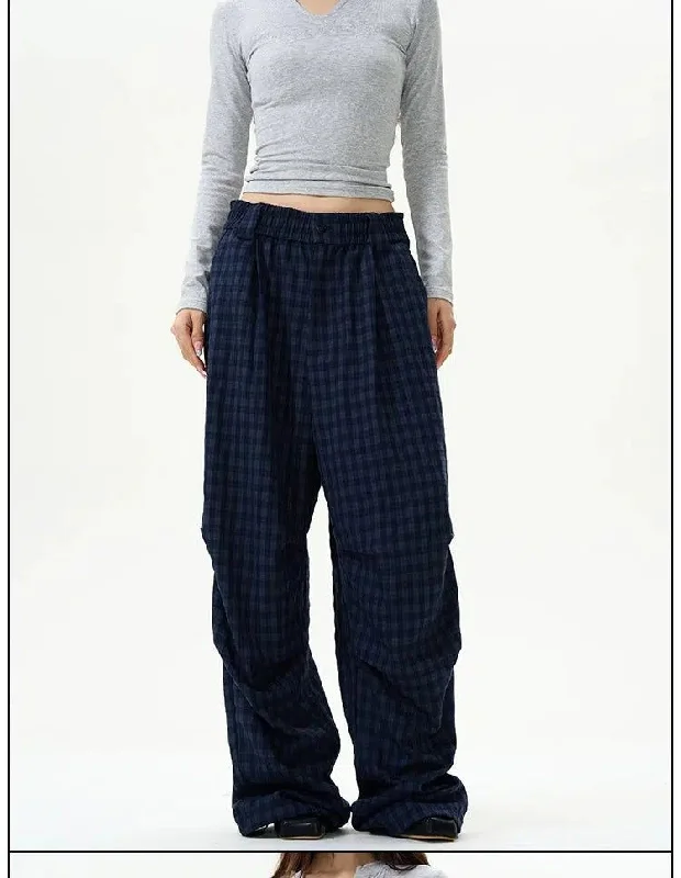 Casual Checked Pleats Pants