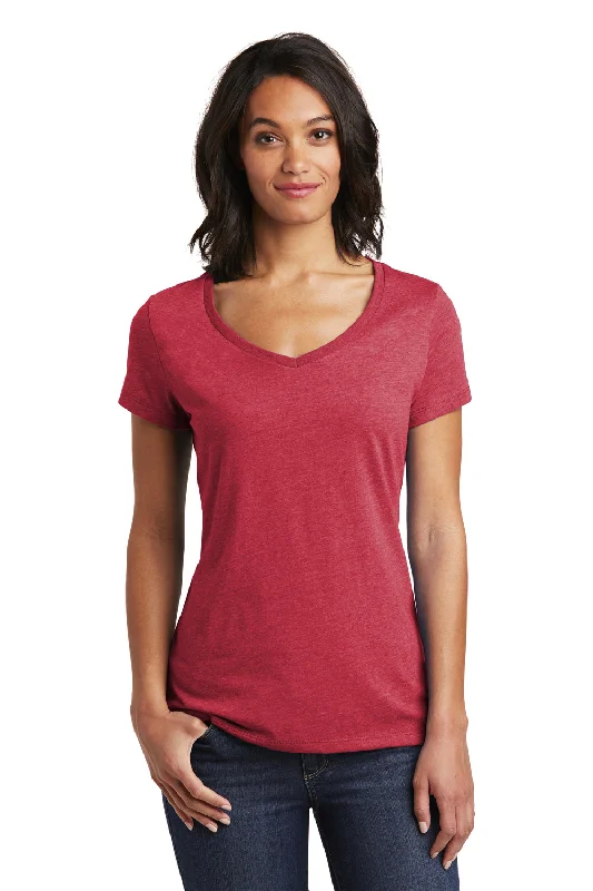 District Womens Very Important Short Sleeve V-Neck T-Shirt - Heather Red - Closeout