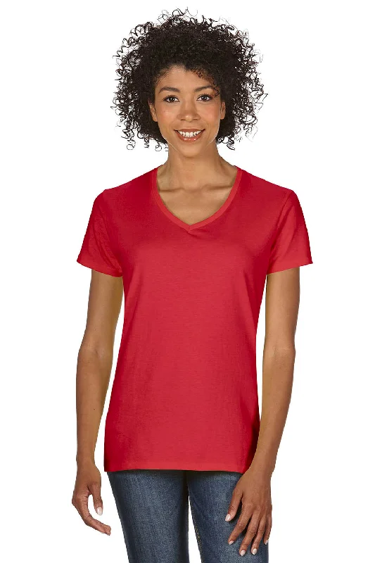 Gildan Womens Short Sleeve V-Neck T-Shirt - Red