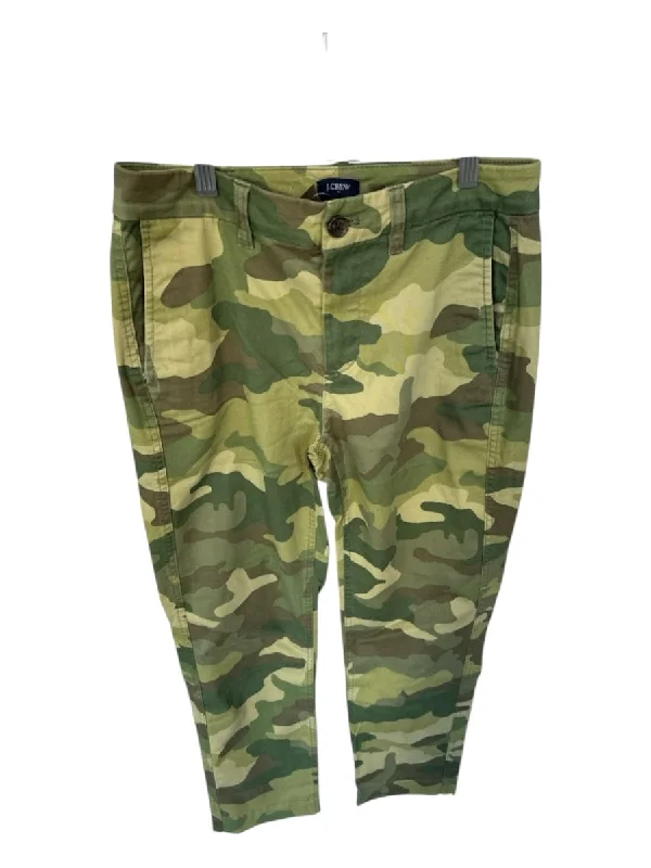 J. Crew Size 0 Green & Brown Cotton Mid Rise Camo Pants