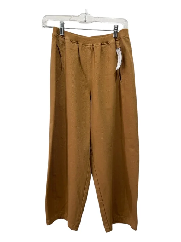 Kleen Size S Camel Brown Cotton Elastic Waist Jogger Pockets Pants