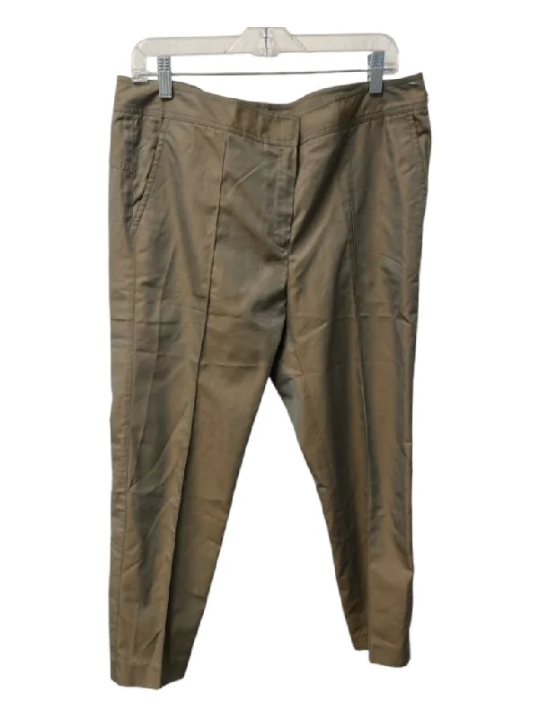 Lafayette 148 Size 12 Iridescent Brown Cotton Blend Zip Fly Mid Rise Pants