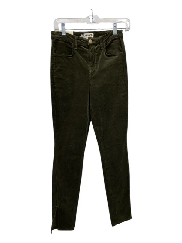 L'agence Size 25 Dark Green Cotton & Rayon Velvet Mid Rise Skinny Pants