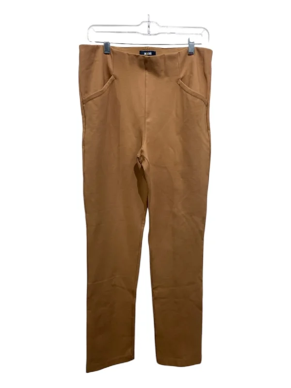 Maeve Size Medium Tan Viscose Blend Straight Leg Pockets Seam Detail Pants