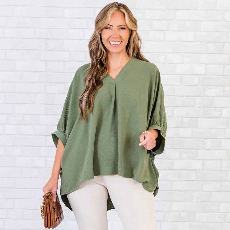 Meet Me After Midnight Top, Light Olive