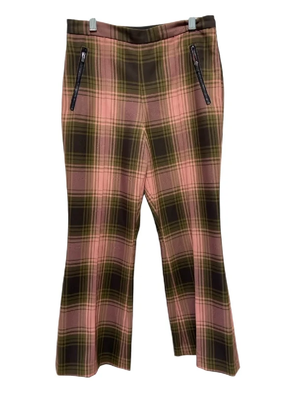 Rachel Comey Size 4 Pink & Brown Recycled Polyester Plaid Side Zip Crop Pants