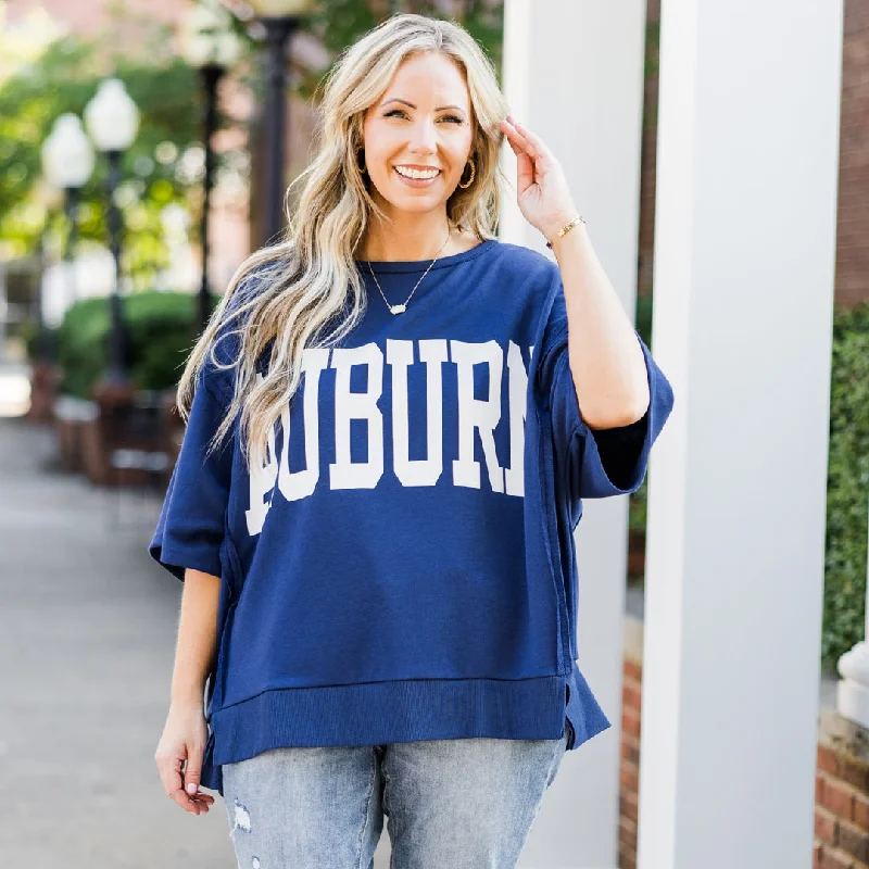 Saturday In Auburn Top, Navy