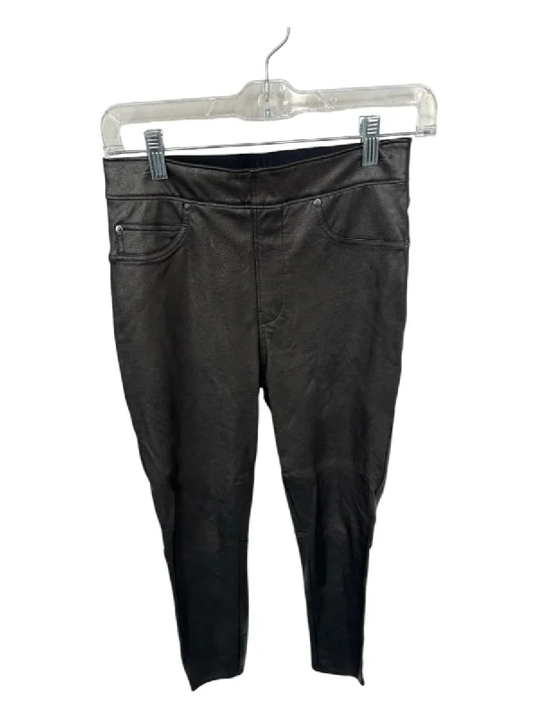 Spanx Size S Black Vegan Leather Elastic Waist Jogger Pants