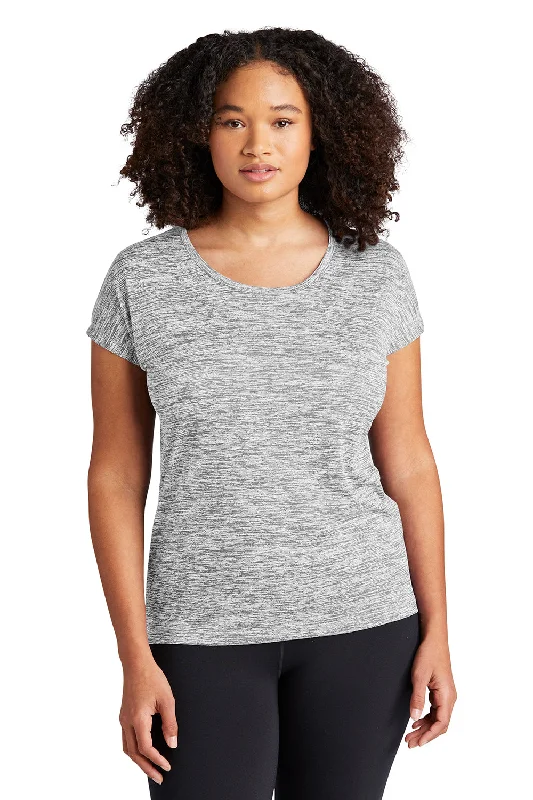 Sport-Tek Womens Electric Heather Moisture Wicking Short Sleeve Crewneck T-Shirt - Silver Grey