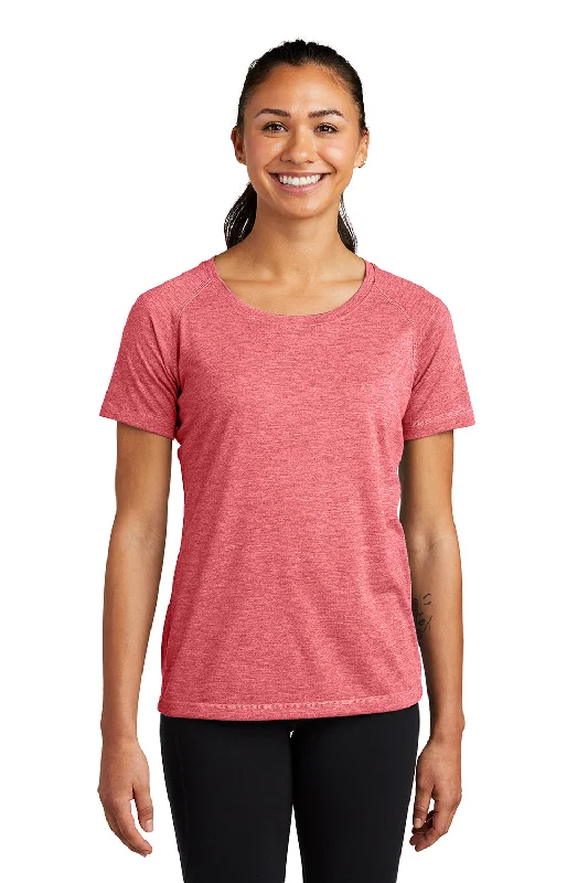 Sport-Tek Womens Moisture Wicking Short Sleeve Scoop Neck T-Shirt - Heather True Red