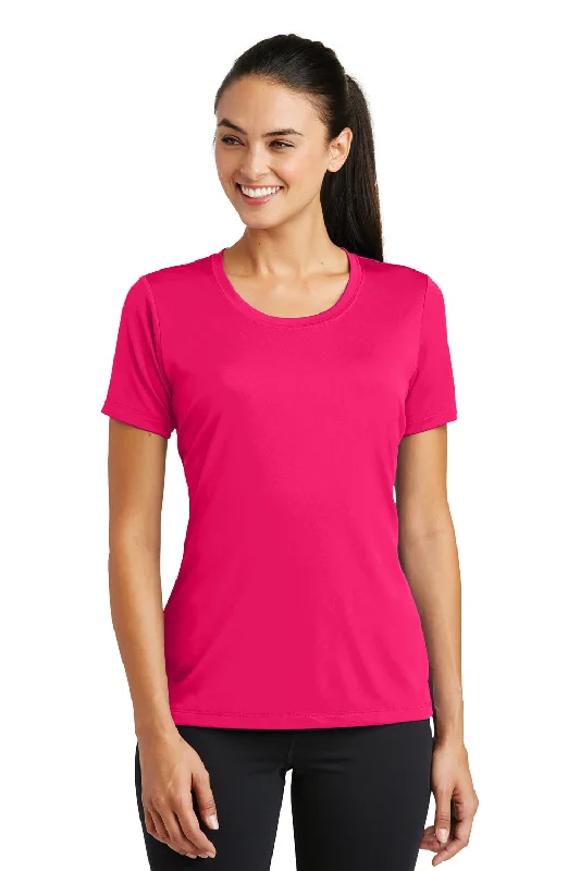 Sport-Tek Womens Tough Moisture Wicking Short Sleeve Crewneck T-Shirt - Raspberry Pink - Closeout