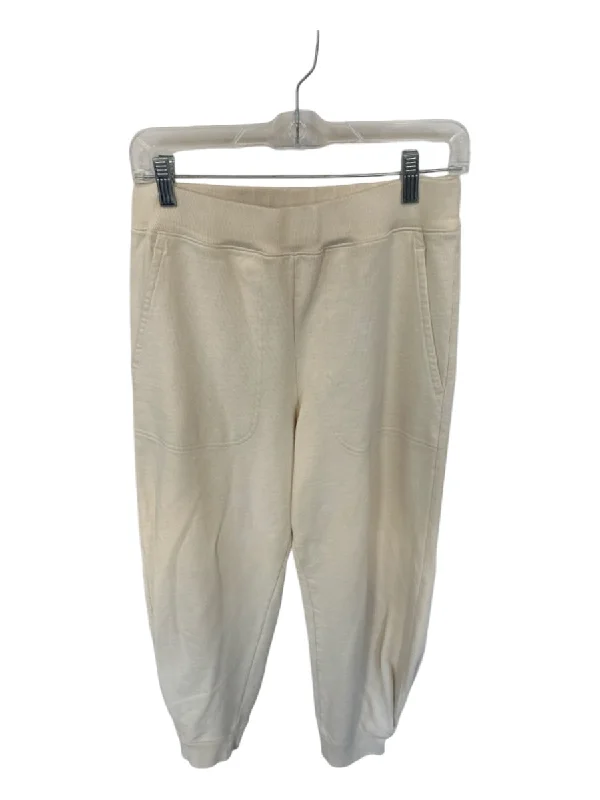 Tibi Size S Cream Cotton Elastic Waist Front Pockets Jogger Pants