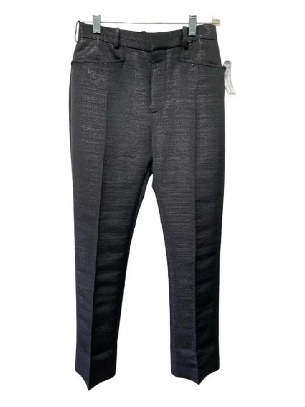 Tom Ford Size XS/34 Black Shimmer Wool & Polyester Hook & Zip Pockets Pants