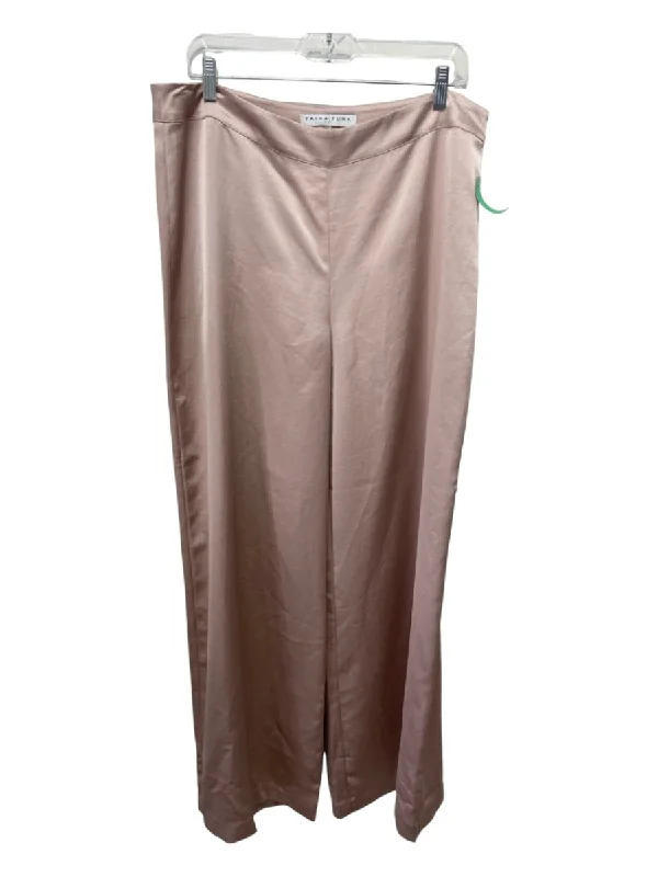 Trina Turk Size 12 Dusty Rose Polyester High Rise Side Zip Darted Wide Leg Pants