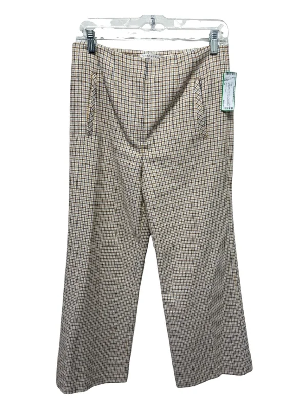 Veronica Beard Size 4 Yellow Print Cotton Blend Plaid hook & zip High Rise Pants