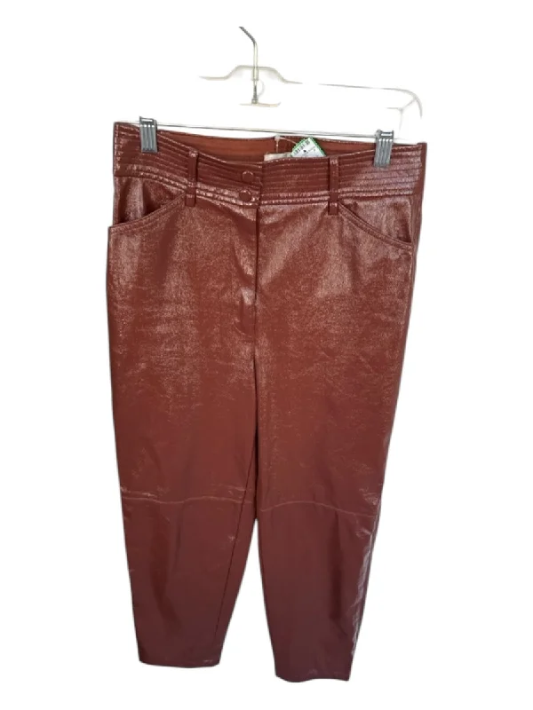 Wilfred Size 4 Rust Vegan Leather High Waist Straight Leg Pants