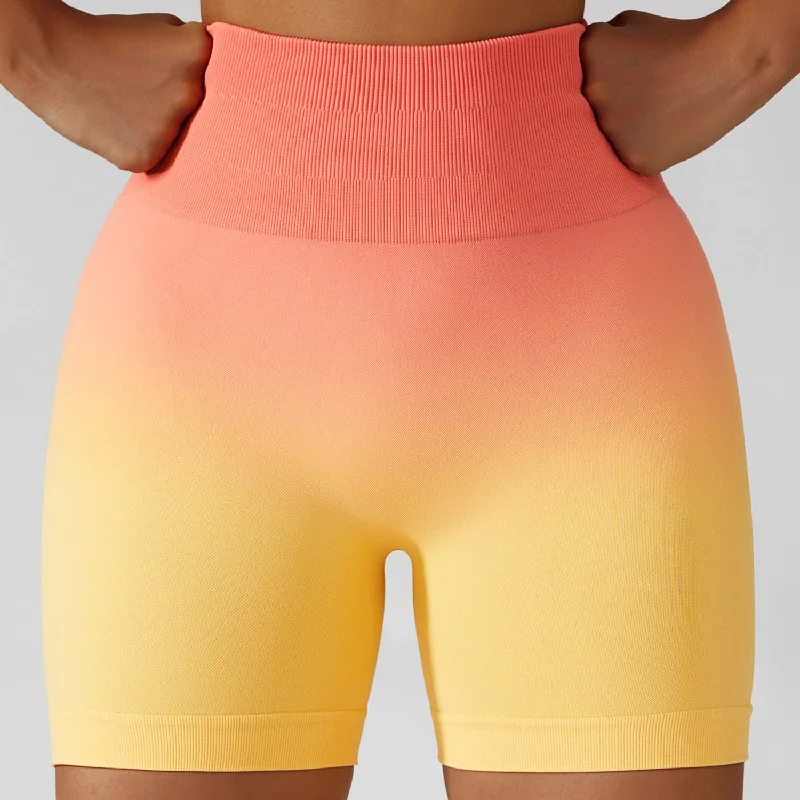 Breathable Gradient Seamless High Waist Elastic Hip Lift Yoga Fitness Shorts (4 colors)