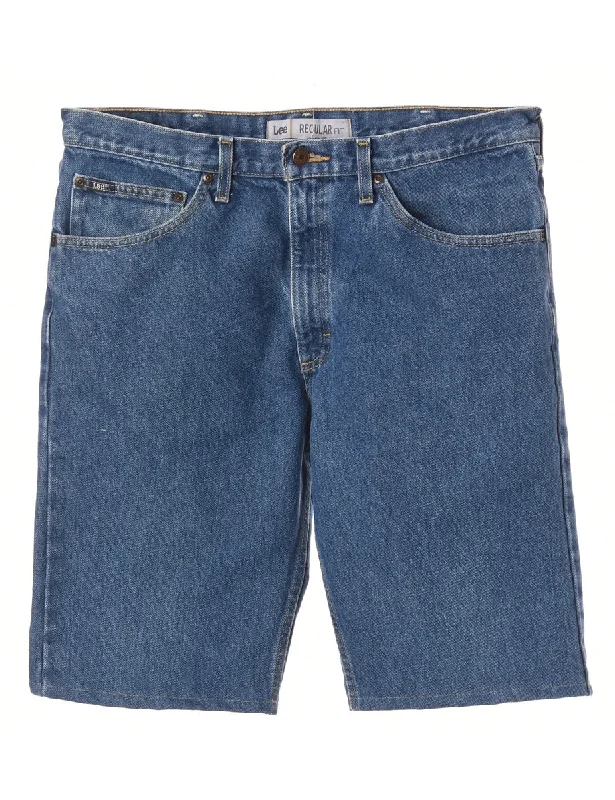 Label Hemmed Denim Shorts