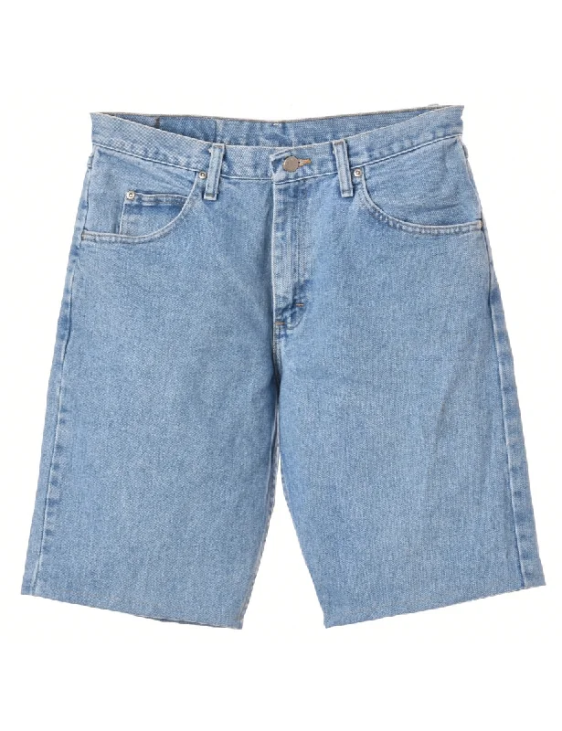 Label Hemmed Denim Shorts