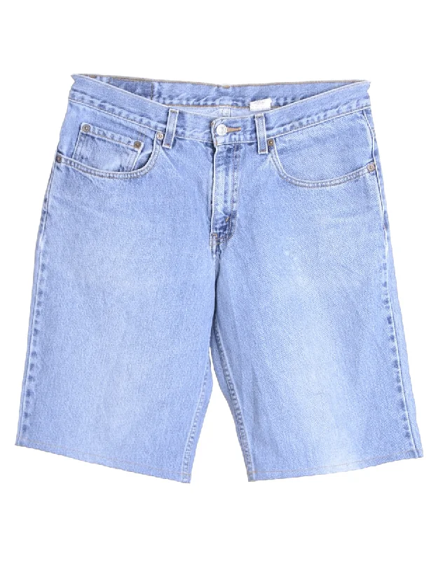 Label Hemmed Denim Shorts